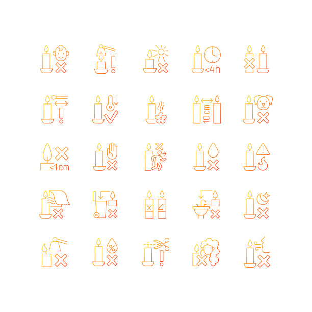 手工蜡烛标签梯度线性矢量手动标签图标设置图片下载