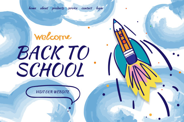 带着涂鸦火箭和水彩画回到学校图片下载