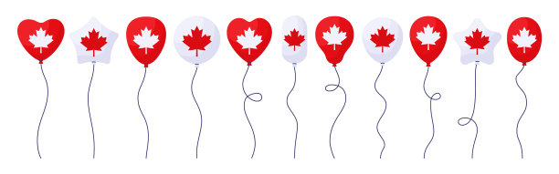 气球加拿大日卡通设定红白图片下载