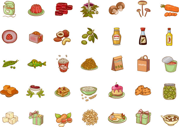 现代设定图标与食物符号图片下载