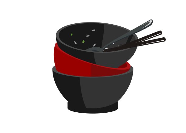 碗堆栈。简单的平面插图。图片下载