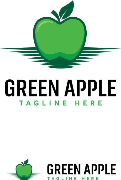 卡通绿苹果水果标志设计果汁图片下载