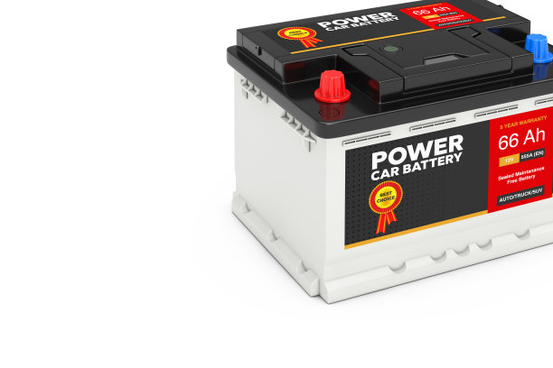 可充电汽车电池12V蓄电池抽象标签。3d渲染图片下载