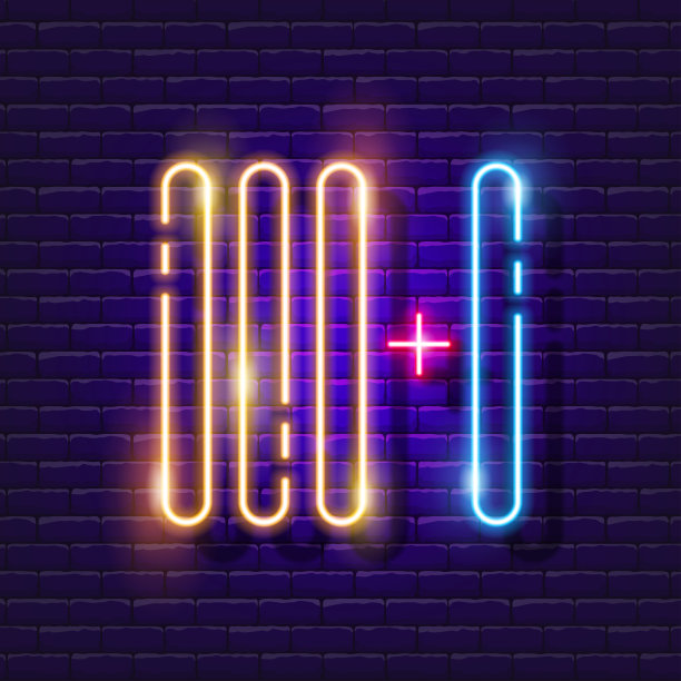 计算棒霓虹灯标志：学习算术发光图标矢量插图图片下载