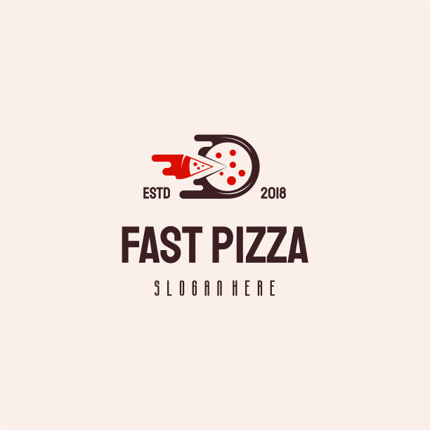 快速披萨标志潮人复古模板图片下载