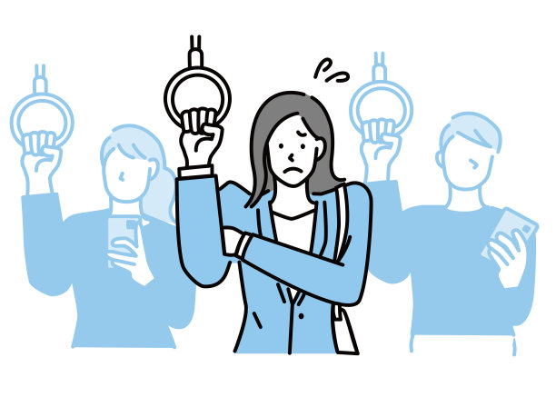 拥挤的火车的插图(通勤，通勤，交通，压力，沮丧，拥挤，车内礼仪)。沟通，通勤，交通，压力，愤怒，束缚，车内礼仪。图片下载