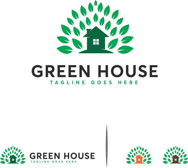 绿房子标志设计概念房子标志图片下载