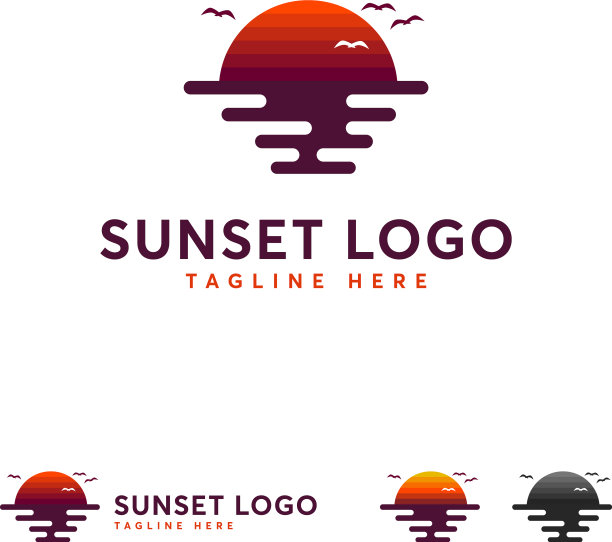 日落标志设计在海洋日落标志日出图片下载