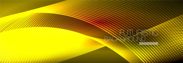 抽象的霓虹灯在黑暗中发出波浪般的光图片下载