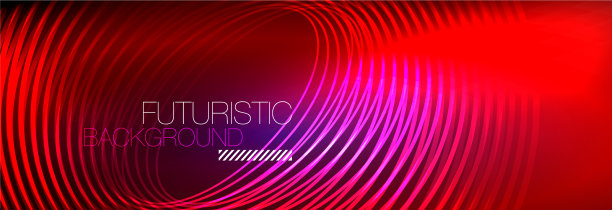 暗抽象背景与发光的霓虹灯圈图片下载