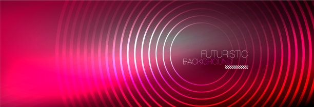 暗抽象背景与发光的霓虹灯圈图片下载