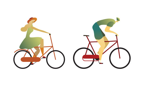 男人和女人骑自行车享受假期或图片下载