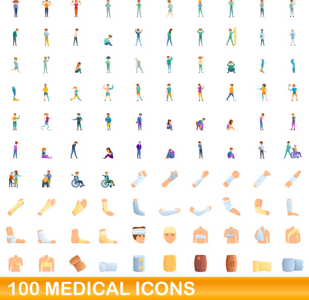 100个医疗图标集（卡通风格）图片下载