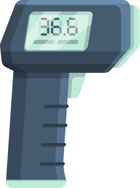 激光温度计与数字图标卡通风格图片下载