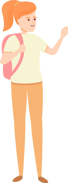 高中女孩的卡通风格图片下载