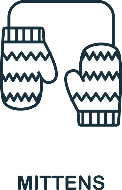 连指手套图标从冬季收集简单线图片下载