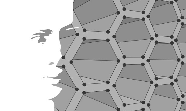 一个女性头部的剪影和蜂窝状背景图片下载