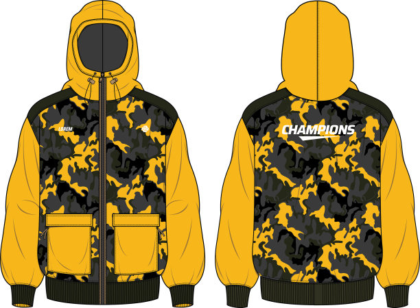 长袖迷彩连帽衫设计图片下载