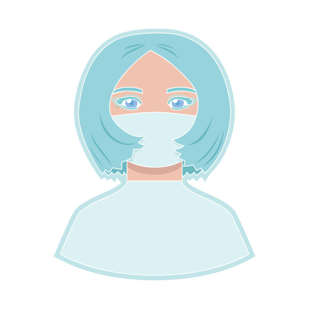 年轻女子的医药面具五颜六色的图标图片下载