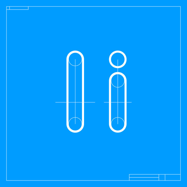 蓝图草图字母I标志与施工图片下载