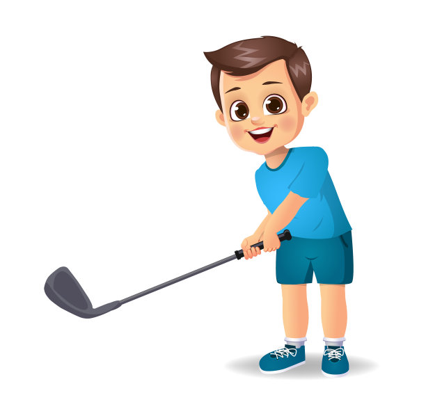 可爱的男孩打高尔夫球图片下载