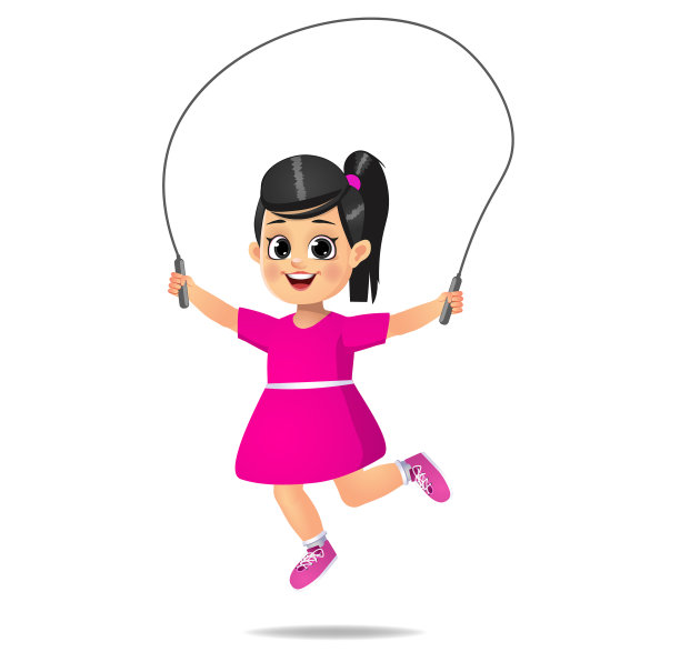 可爱的男孩在玩跳绳图片下载