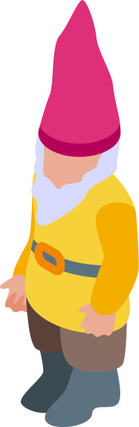 侏儒在黄色外衣图标等距风格图片下载