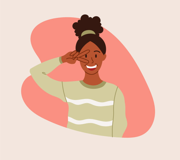 快乐微笑的女性角色正在观看图片下载