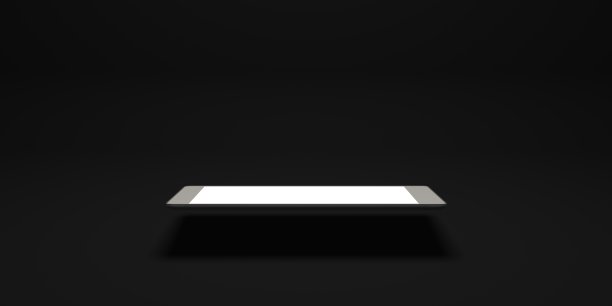 智能手机与空白屏幕平面背景3D插图图片下载