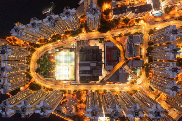 香港南部住宅区壮丽的夜景图片下载