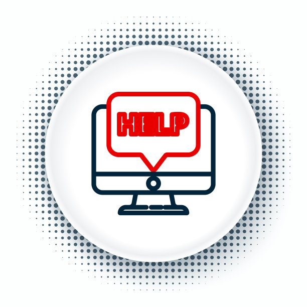 联机计算机显示器和帮助图标隔离上图片下载