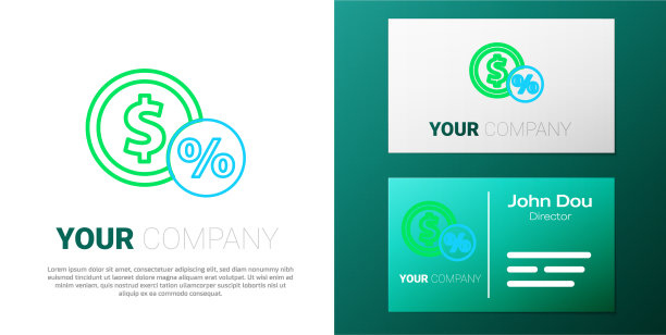 线钱硬币与百分比图标隔离上图片下载