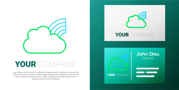 线彩虹与云图标孤立在白色图片下载