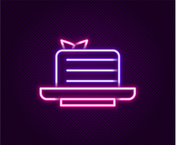 发光的霓虹灯线梅多维克图标孤立在黑色图片下载