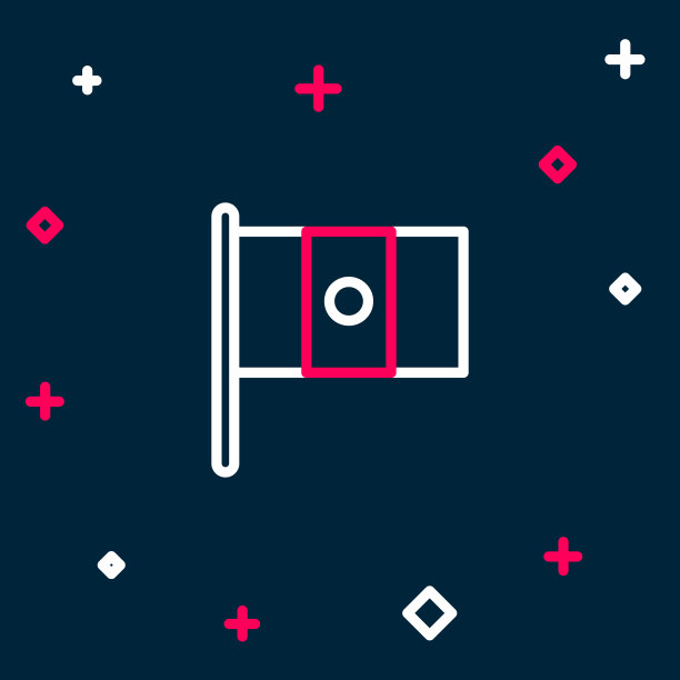 线墨西哥国旗上的旗杆图标孤立在蓝色图片下载