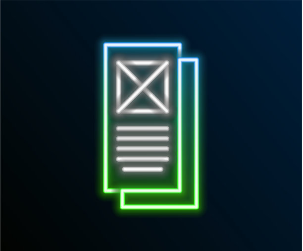 发光的霓虹灯线浏览器窗口图标隔离图片下载
