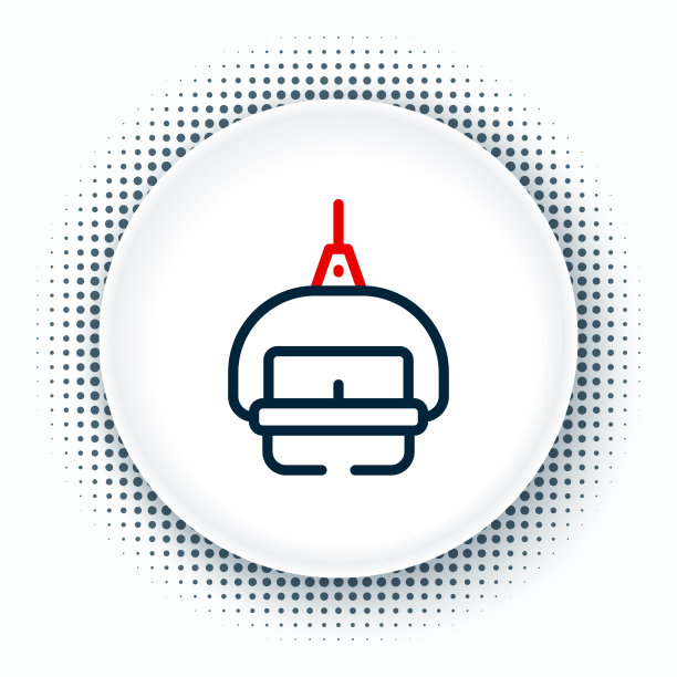 线滑雪升降机图标孤立的白色背景图片下载