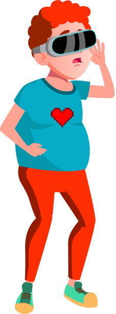 小男孩在虚拟现实中玩电子游戏图片下载