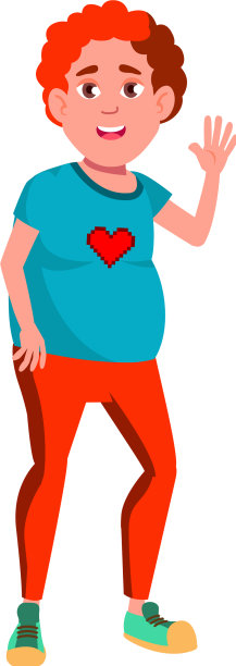 微笑的超重男孩在家里欢迎客人图片下载