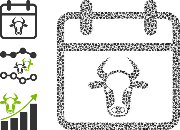 破烂的公牛日历页图标马赛克图片下载