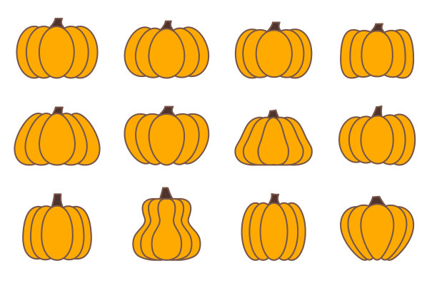 南瓜套在各种形状的棕色轮廓图片下载