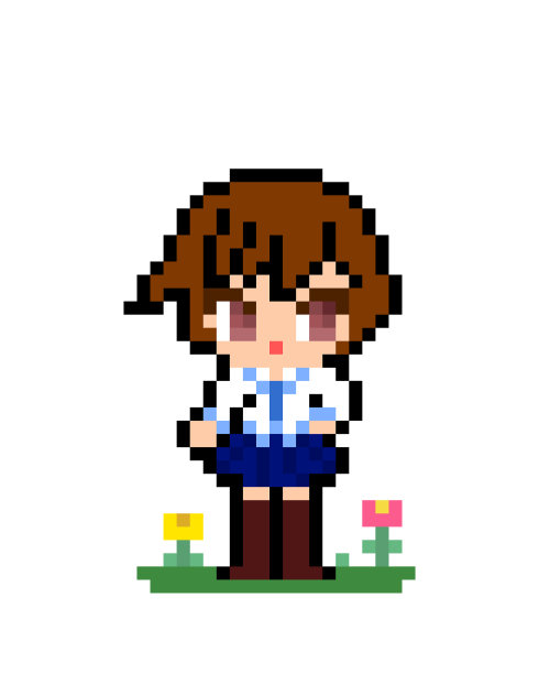 可爱的动漫女孩像素图像的游戏资产图片下载