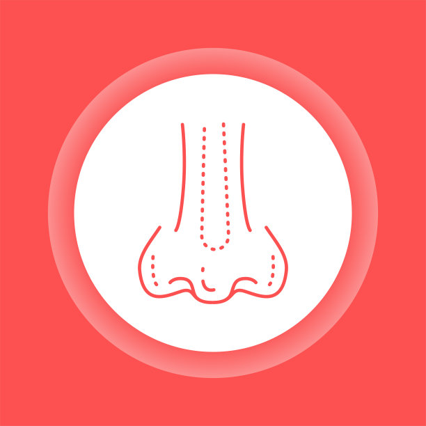 鼻整形彩色按钮图标。鼻子整形手术。图片下载