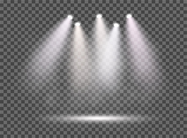 有烟雾和场景的聚光灯。透明的独立矢量为您的设计。图片下载