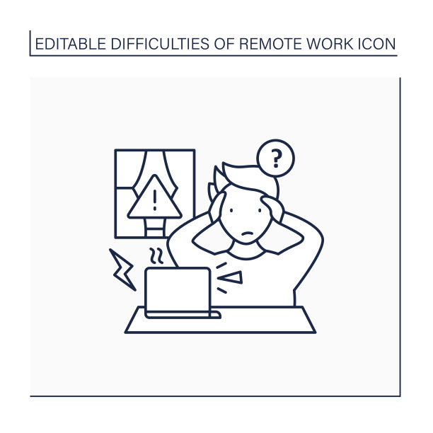 远程工作线图标图片下载