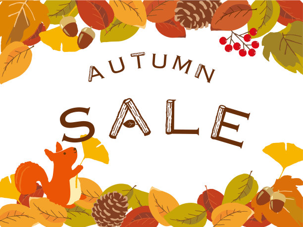 秋季销售海报。背景与秋天的食物和树叶。图片下载