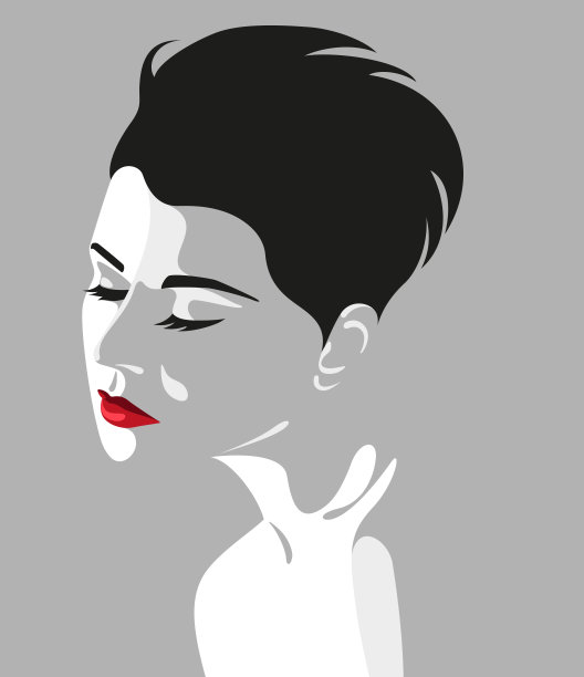 美丽的年轻女人短黑色头发图片下载