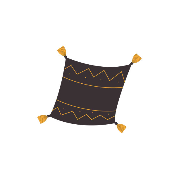 带流苏的内饰枕头。舒适的室内隔离元素。阿拉伯语的风格。通用的简单设计模板。矢量图,手绘图片下载