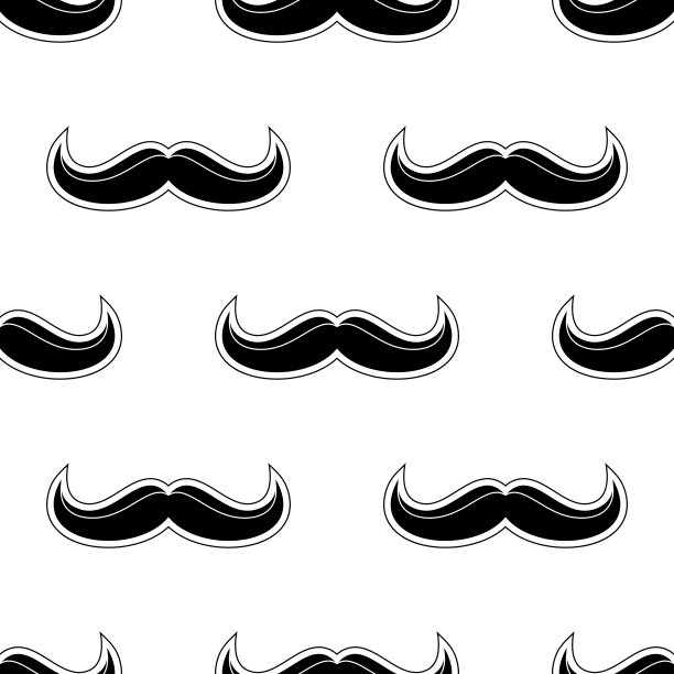 髭向量无缝黑白背景图片下载