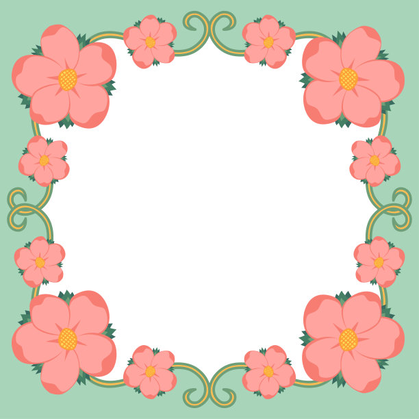 卡通蜡笔植物礼品卡模板与粉红色的花朵图片下载